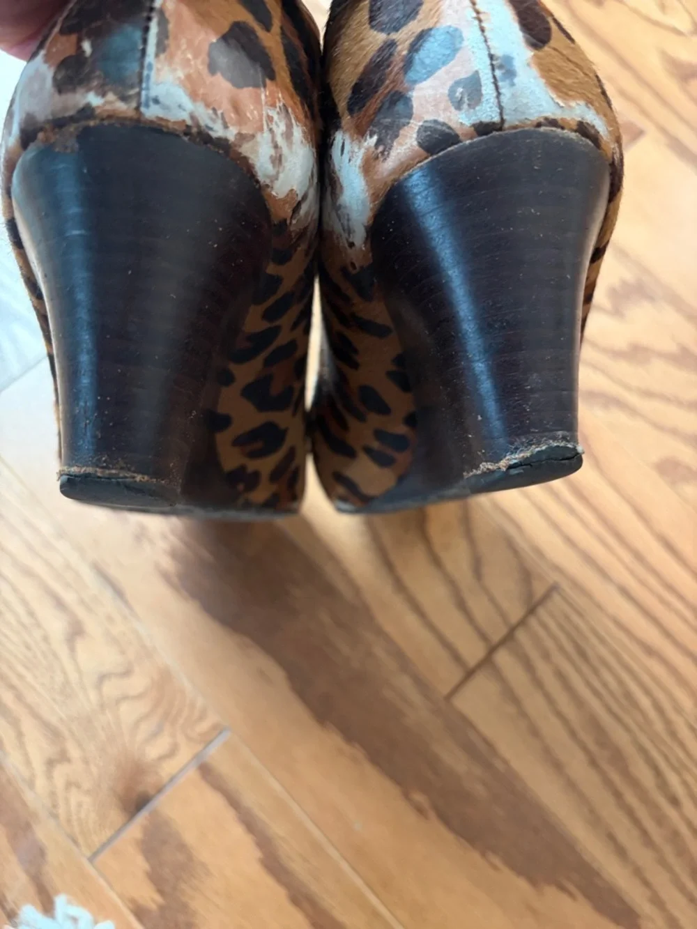 Tory Burch Leopard Print wedges with Gold Logo